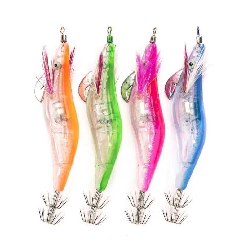 1PC LED Electronic Luminous Squid Prawns 10cm Night Squid Fishing Jigs Lure Bass Bait Fish Soft Lure