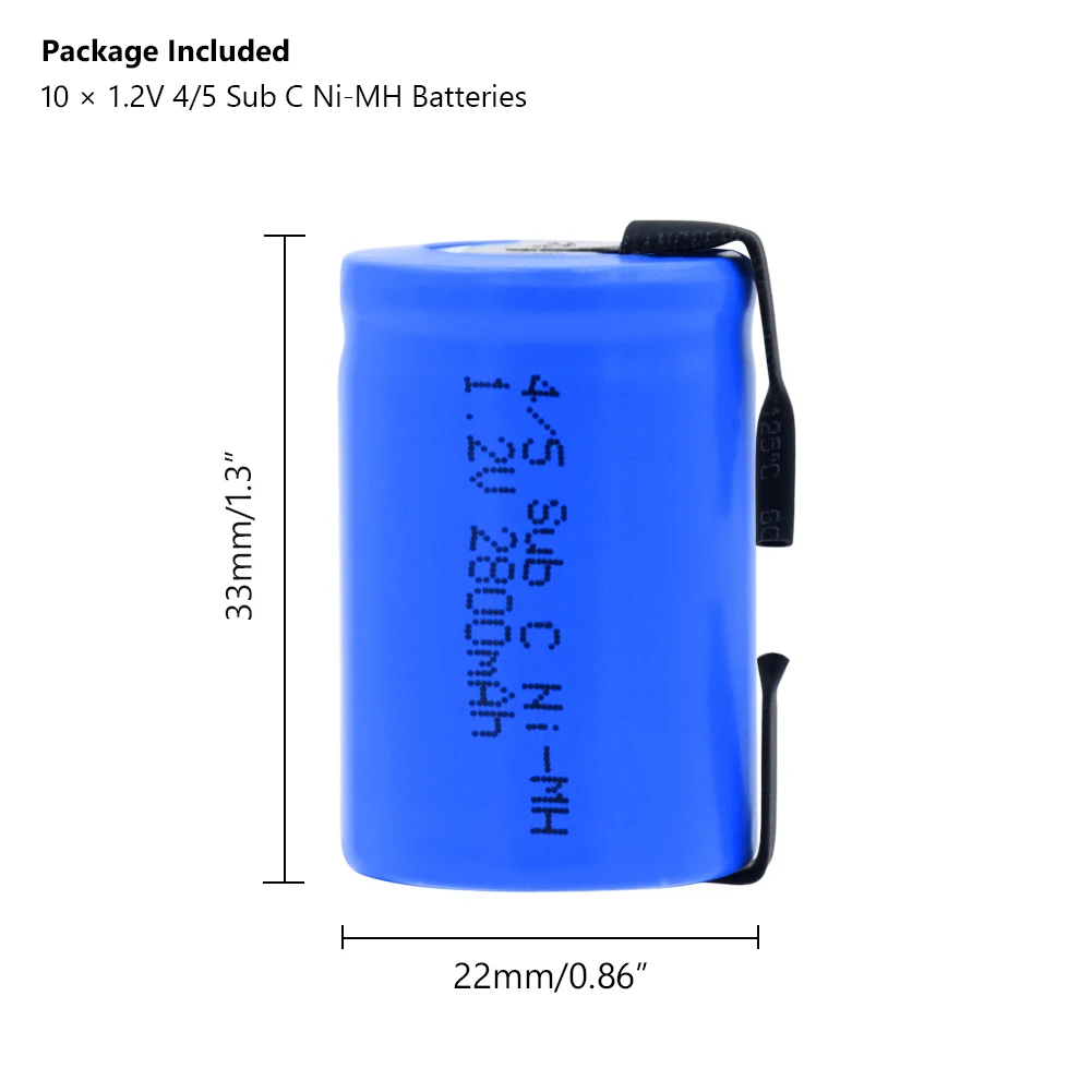 4/5SC SC Sub C Li-Ion Li-Po литиевая батарея 1,2 V 2800mAh перезаряжаемые ni-mh батареи со сварочными вкладками