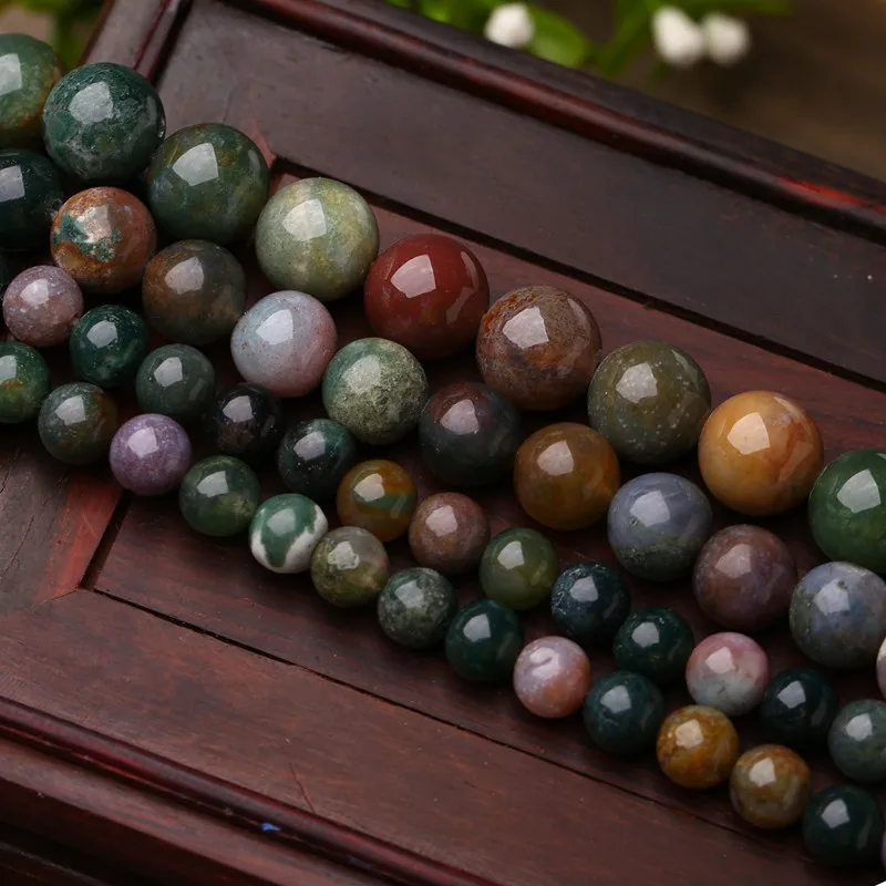 

1 Strand Natural India Agates Stone Beads 6mm 8mm 10mm 12mm Retro Round Ball Spacer Findings DIY Beading Jewelry Making Bracelet
