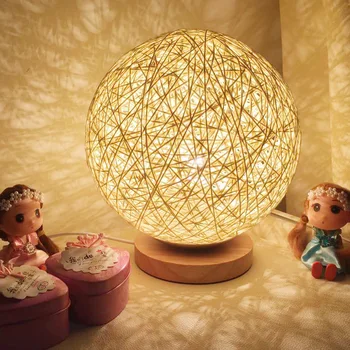 

Nordic creative wooden night light LED linen thread lampshade bedroom bedside lamp home decor table lamp birthday gift mx6061719