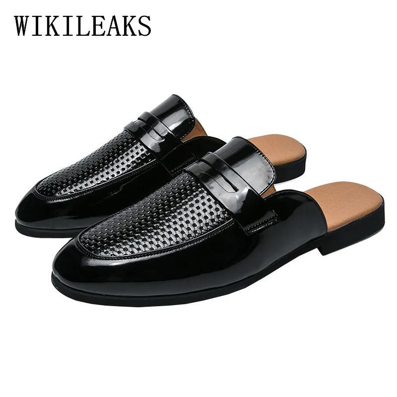 Mocasines ahuecados de charol para hombre, zapatos de diseñador de marca de  lujo, Mules, Lippers, color negro|Zapatos informales de hombre| - AliExpress