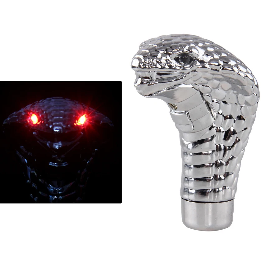 Universal Cool Snake Gear Shift Knob Lever Stick Red LED Eyes Light