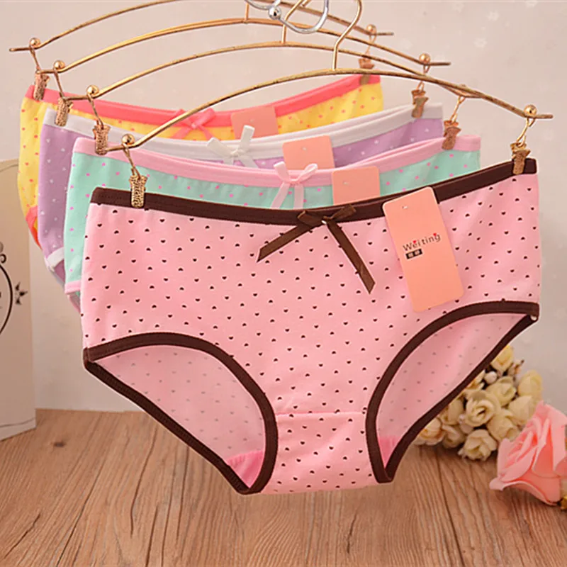 2016 XUEWEIHONG 6pcs/lot meninas dots bow lingerie mixcolor 10 to 20
