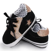 Обувь для новорожденных; противоскользящие черные детские ботинки в горошек из флока; спортивные кроссовки для малышей; пинетки для первых шагов; для детей 0-18 месяцев; 1 пара; отправка
