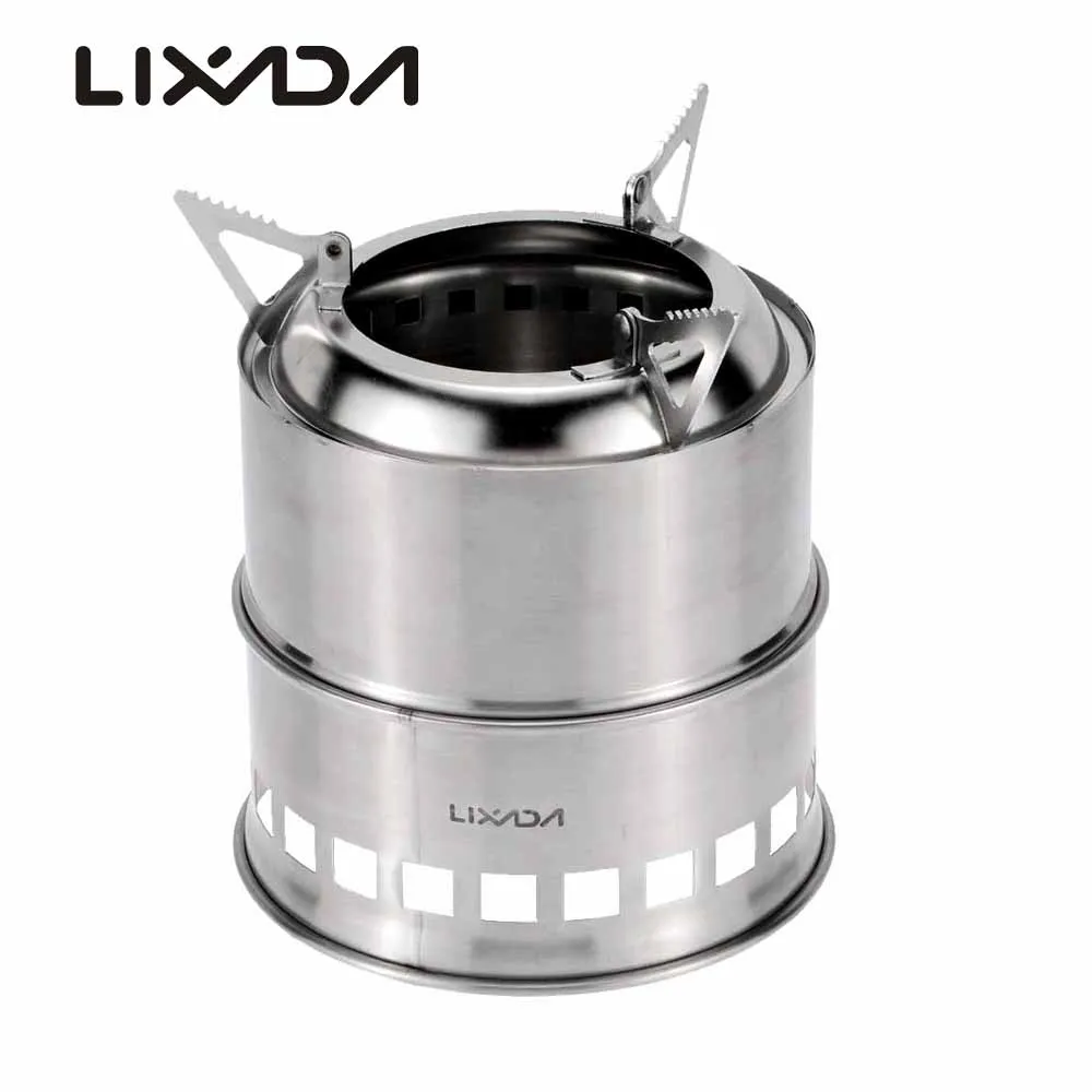 

Lixada Wood Stove Burner+Alcohol Dish+Barbecue Grill Camping Stoves Portable Stainless Steel For Outdoor Cooking Picnic BBQ