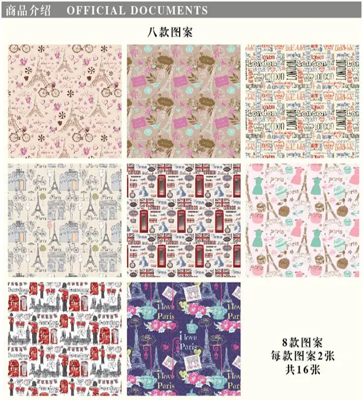 Eno Greeting Vintage Paris London Printed Wrapping Paper Pad