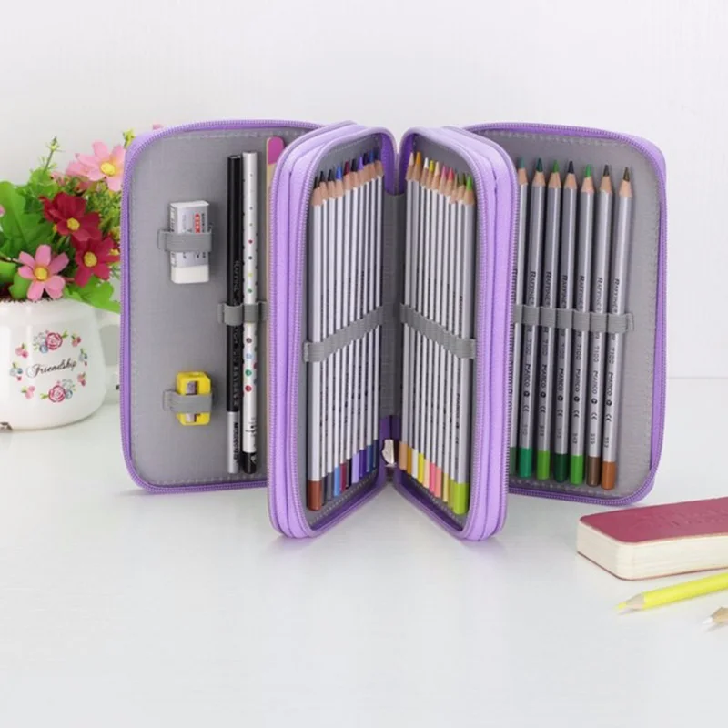 Cute Kawaii Penalties School Pencil Case 36/48/72 Holes Penal Pencilcase 3/4 Layers Multifunction Large Pen Box Stationery Pouch