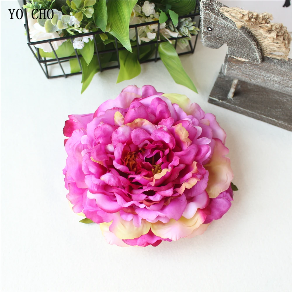 Artificial Peony Flower Head Silk Rose Wedding Wreaths White Pink Blue Fake Flowers Big Flower Heads (19)