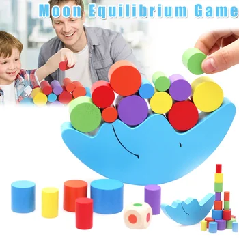 

Moon Equilibrium Game Wooden Stacking Blocks Balancing Game Sorting Toy for Kids YJS Dropship