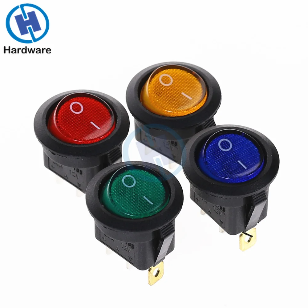 2PCS Car Boat Light Red LED Power Switch 3 PIN DC 12V 30A Rocker Control