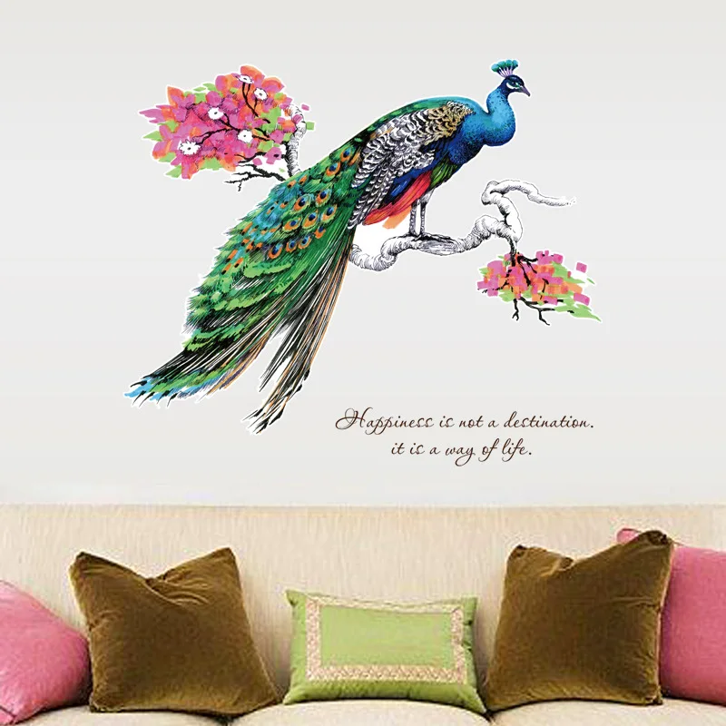 New 60x90cm China Branch Peacock Wind Tv Background Wall