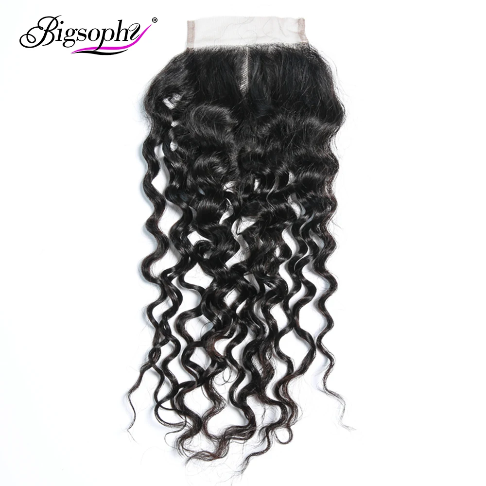 

Bigsophy Indian hair deep wave closure 100% Human Hair 4*4 Lace Closure Remy Hair Weaving swiss lace closures 4x4 8 - 20 16 Inch