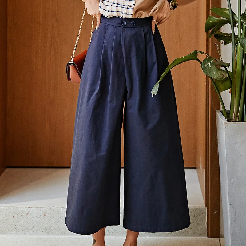 

Original design high waist ningth pants Fashion women's casual wide-leg pants A029