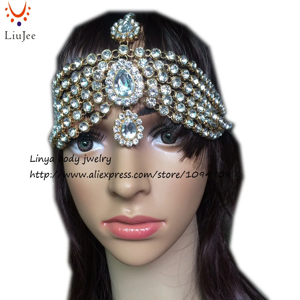 Продажа Diamante kundan матх Патти Свадебные богиня в богемном стиле Boho цепь голова Украшения для волос головной убор Болливуда свадьбы hc 323