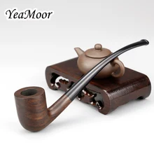 Винтажная 17 см длинная курительная трубка 3 мм фильтр изогнутая деревянная трубка табачная трубка бесплатные инструменты трубка из черного дерева аксессуары для курения