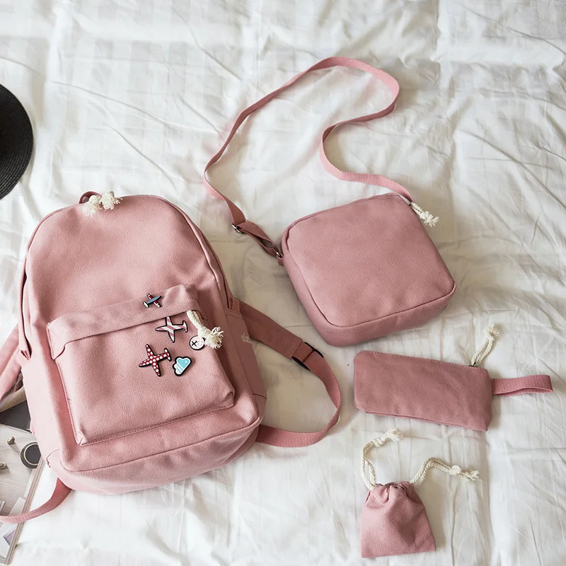 4 unidades 2018 Lona de la manera Mochila bolsa de la escuela los estudiantes mujeres Mochila para adolescentes Mochila mujer Mochila 4 unidades 2018 Lona de la manera Mochila bolsa de la escuela los estudiantes mujeres Mochila para adolescentes Mochila mujer Mochila