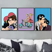 Man And Woman Kiss Love Story Art Nordic Poster And Prints Wall Art Canvas Painting Wall Pictures For Living Room Home Decor
