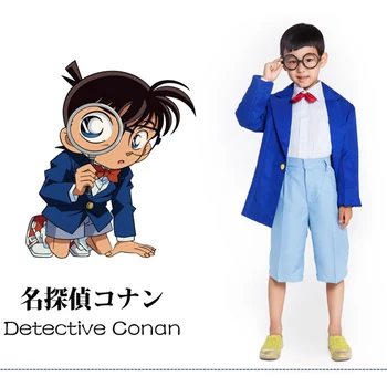 

Fashion Japanese Anime Detective Conan Cosplay Costume Halloween Suit School Uniform Full set For Kids And Adult