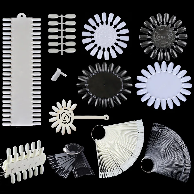 

False Nail Tips Color Card Transparent Natural Fan Board Display Nail Art Tips False for Polish Gel Showing Tools