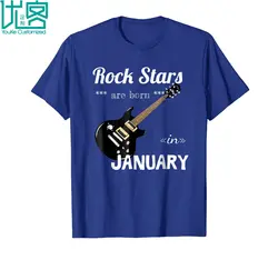 Рок-звезды рождены в января рок-н-ролл подарочные футболки 2019 летние мужские футболки с коротким рукавом