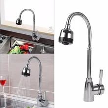 Envío Libre de Aleación de Zinc Cocina Grifo Del Fregadero Caño Giratorio Sola Manija Caliente Y Fría Mezclador De Agua Del Grifo De Cocina Durable