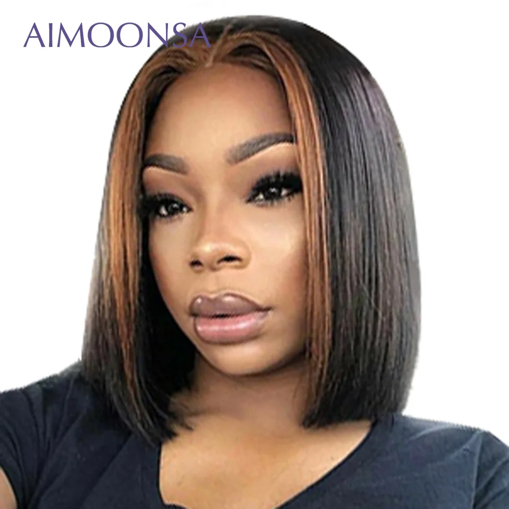 

Pixie Cut Bob Wigs Short Bob Wigs Ombre 1b/27 Human Hair Wigs 13x6 150 Density Short Lace Front Wigs Straight Remy Hair Aimoonsa