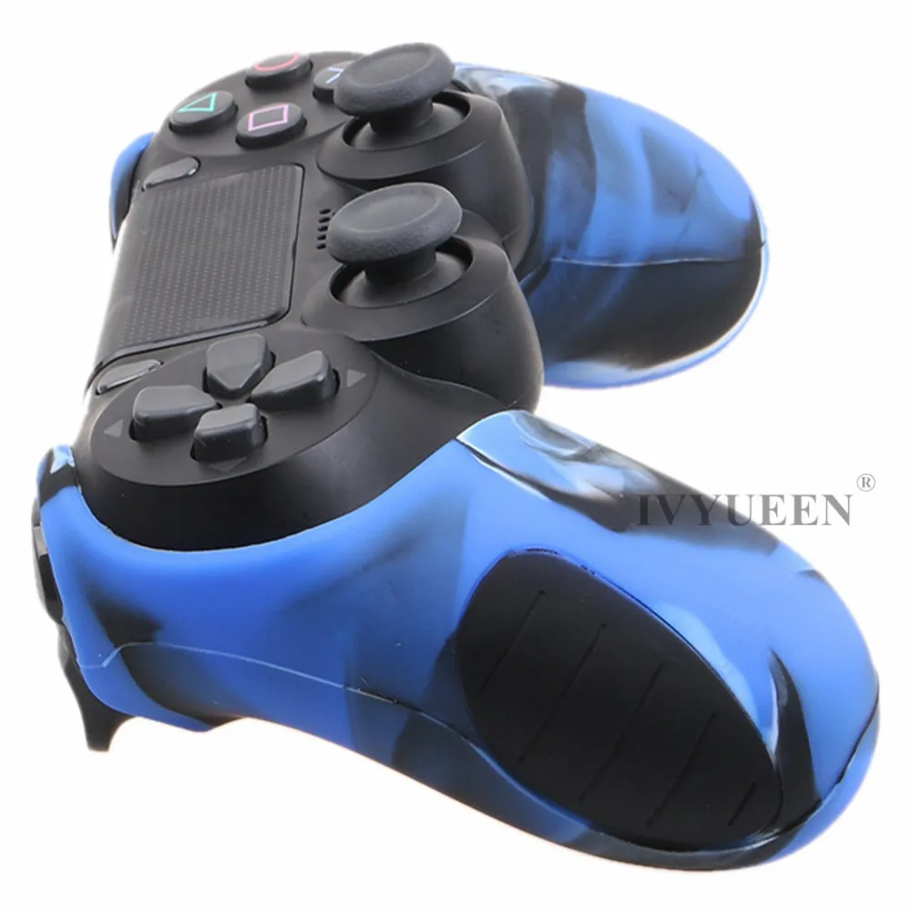 IVYUEEN Толстая Половина кожи для playstation Dualshock 4 PS4 Pro тонкий контроллер силиконовый чехол с 8 колпачками