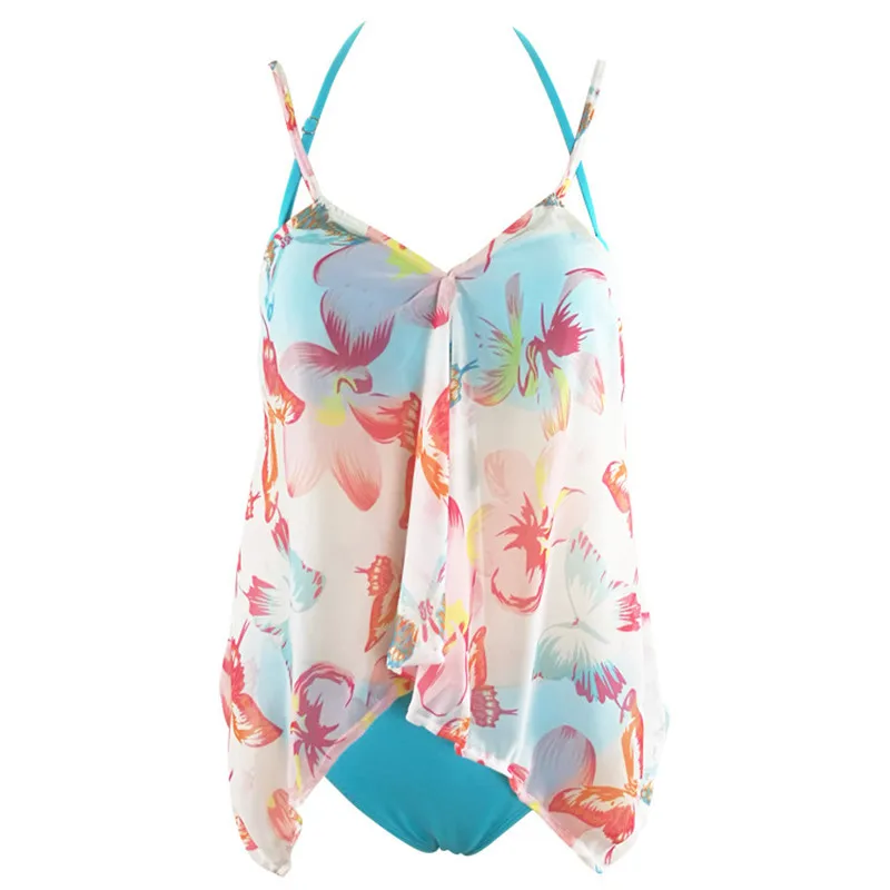 Womens 3PCS Tankini Sets Bikini Bottom Plus Size Mesh Layered Swimwear Swimsuits Bathing Suit Women Beach Wear Swim A24# (7)