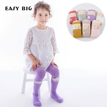 FÁCIL GRANDE 0-3Years Mini Vestir Coréia Adorável Bonito Crianças Bebê Meia Do laço do Bebê Dos Desenhos Animados Menina Collants Meia-calça Para Meninas