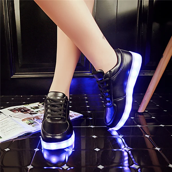 7 ipupas, классические светящиеся кроссовки, матовые, серебристые, мужские, модный светильник, светящиеся кроссовки для мальчиков и девочек, chaussure homme, обувь с подсветкой - Цвет: FDH01P Black