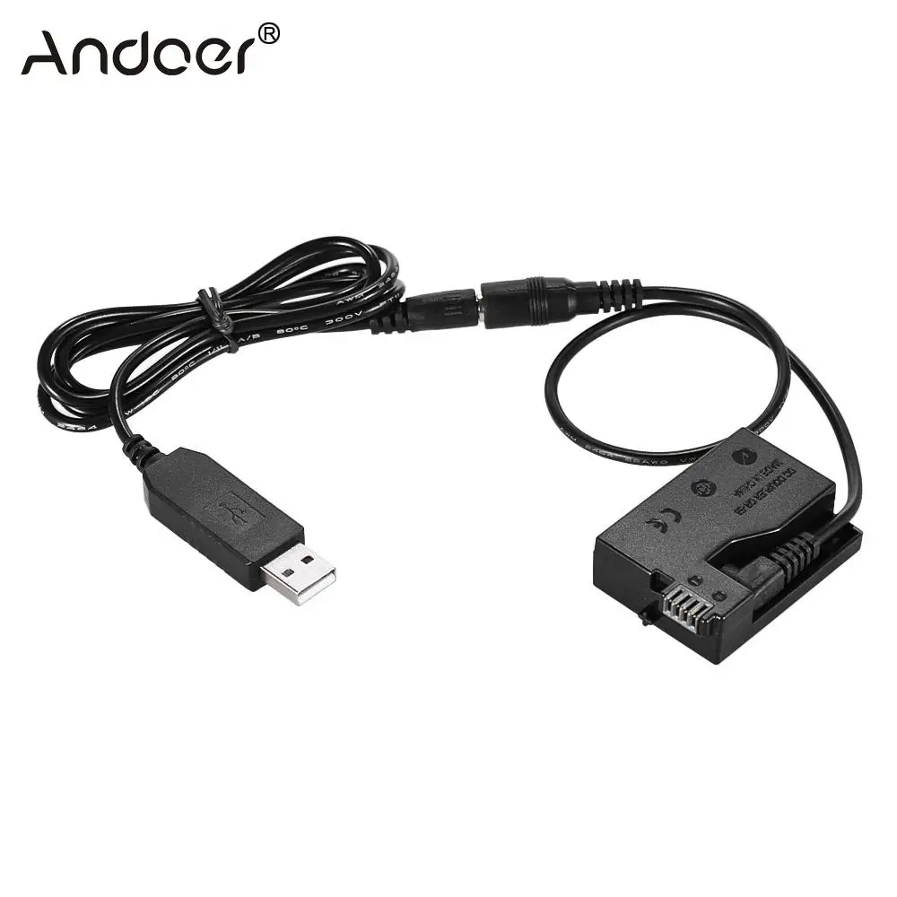 

Andoer DR-E8 Dummy Battery with DC Power Bank USB Adapter Cable Replacement for LP-E8 for Canon EOS 550D 600D 650D 700D DSLR