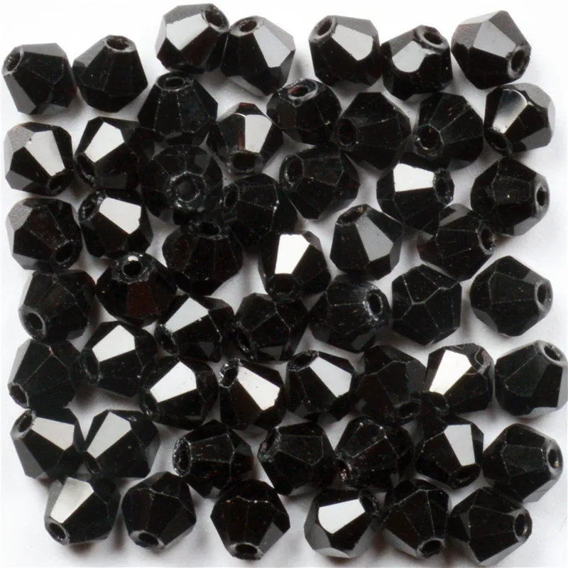 120pcs 4 mm Bobine biconique Bead Faceted Cristal Perles De Verre ~ Noir 