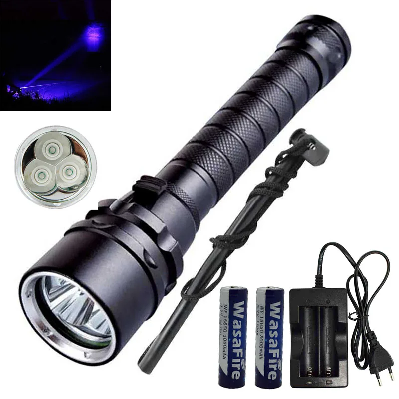 Buy Diving Flashlight UV Torch Waterproof Ultraviolet Flash Light 3 LED Purple