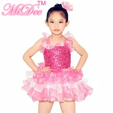 Lovely Ballet Dance Dress Sequin Leotard Ballerina Tutu Dance Dress Girls Party And Wedding Flower Girls Dresses