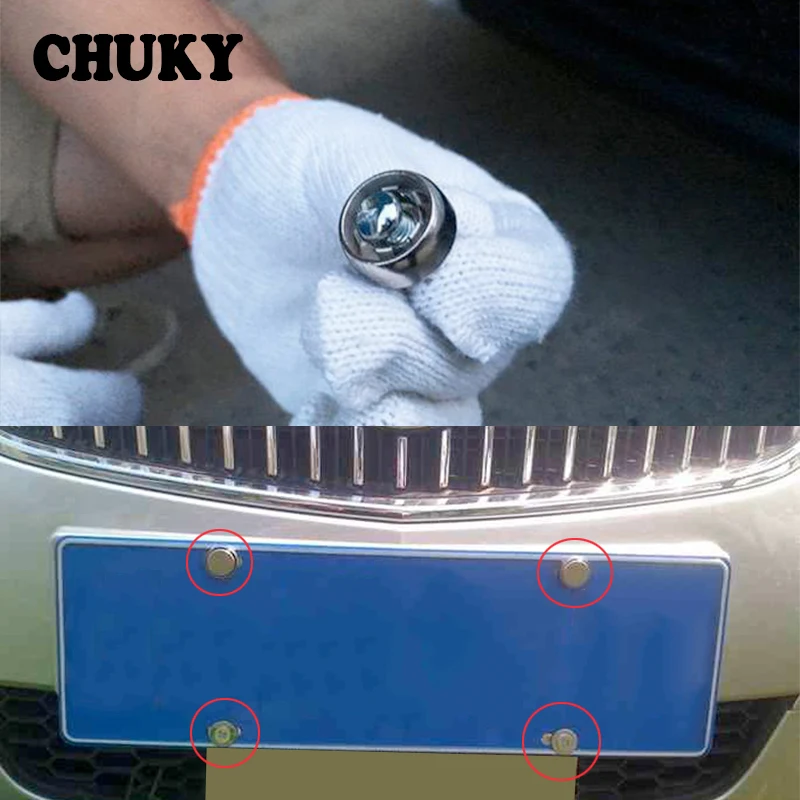 

1 Set Stainless steel Car License Plate Bolts Frame Chrome Screws for Mitsubishi Lancer 10 Outlander 3 Suzuki Swift Jimmy Grand