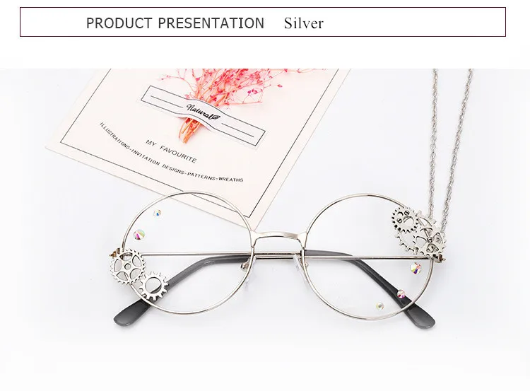 Cosplay&ware Oulylan Round Glasses Frames Women Vintage Metal Eyeglasses Ladies Cosplay Lolita Gears Chain Decoration Spectacle Frame -Zentai shop online HTB1DB.yaifrK1RjSspbq6A4pFXaQ.jpg