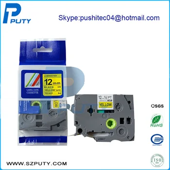 

Compatible Cassette label Tape 12mm Black on Yellow TZe-631 Tze631 tz631 for P-touch label Printer