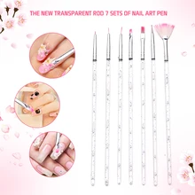 7 ELECOOL pçs/set Nail Art Pen Escova Pontilhado Pintura Desenho Linha Fã Projeto Construtor Polonês Gel UV Dicas Decoração Manicure(China)