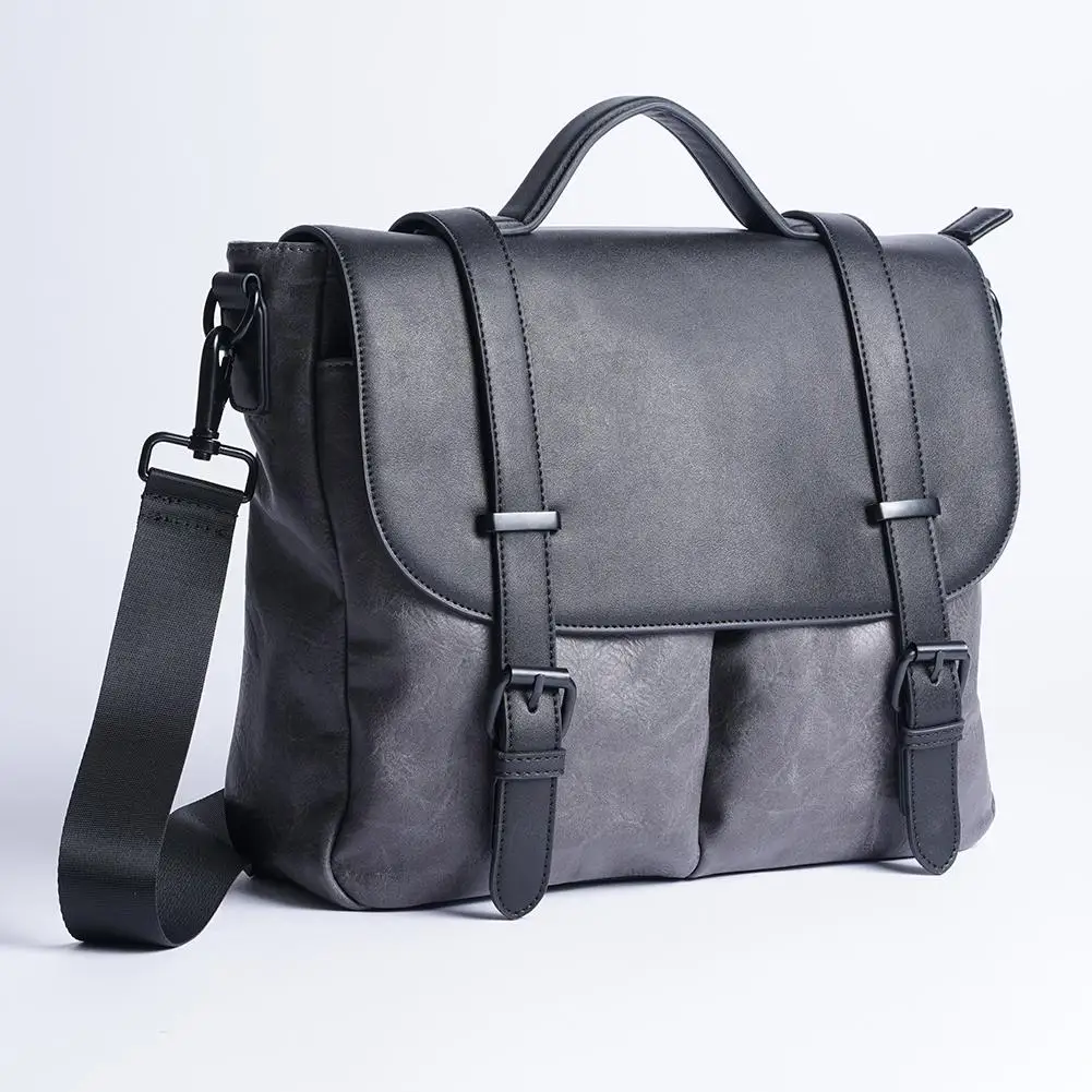 

1Pc Men'S Women'S Bag Grab Briefcase Business Casual Document Simple Vintage Fashion Leather Bags Portfolio Computer Unisex