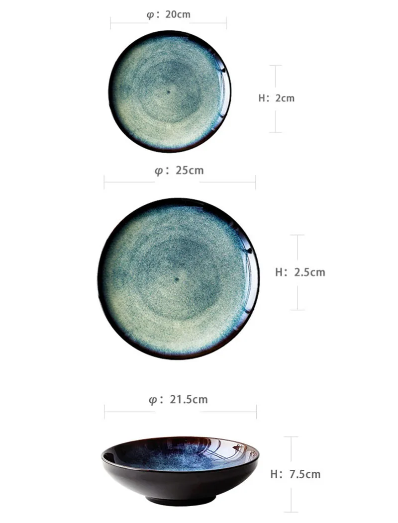 KINGLANG, японские клинглазированные керамические тарелки, чаша для завтрака, Западная тарелка для стейка, простая пластина, глазурь, цвет павлина, обеденная тарелка