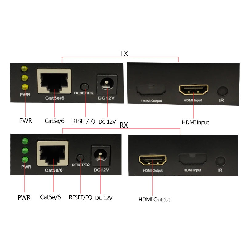  HDMI Extender 1080P 196Ft (60M) By Single Cat 5E/6/ Cable lossless and no delay Support 1080P @ 60H