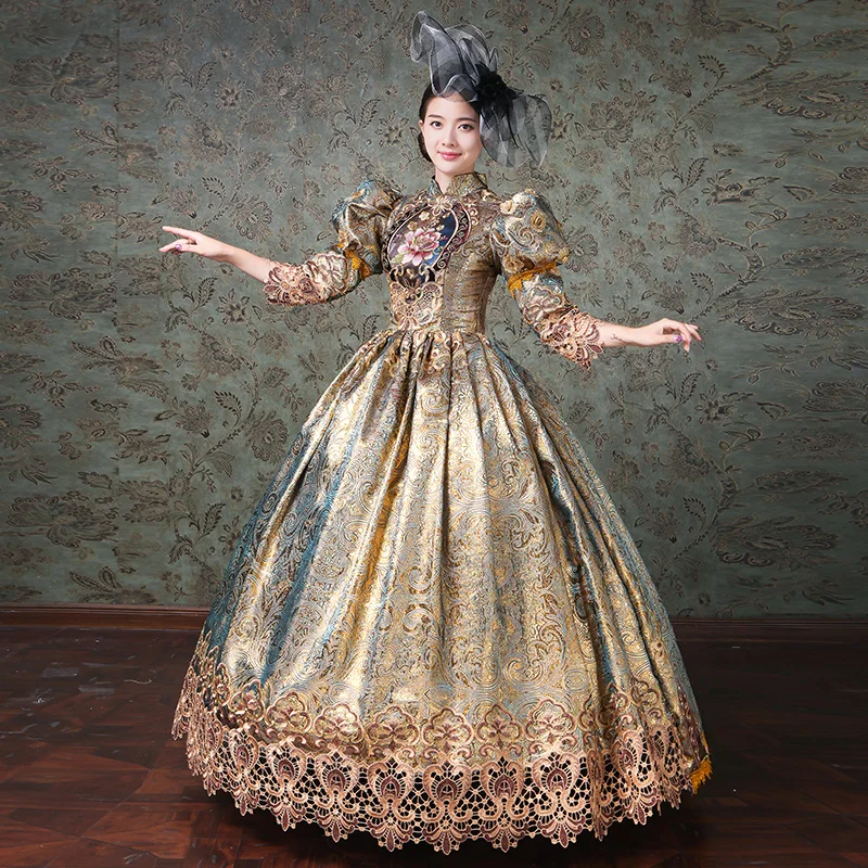 Длинное женское платье цвета шампанского, Антуанетты, средневековые маскарадные платья, бальные платья, театральные костюмы
