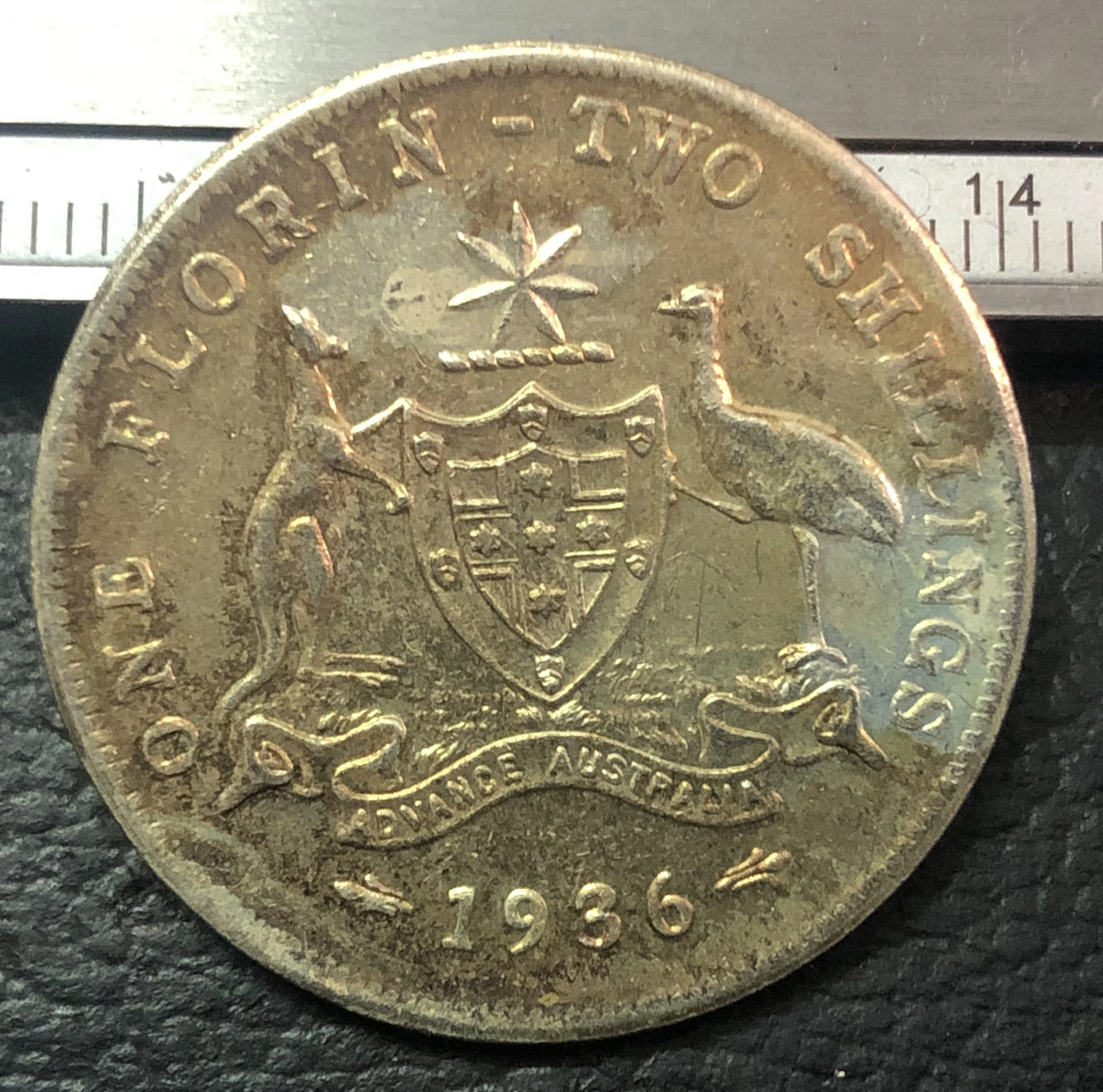 1936 Австралия один Флорин Посеребренная копия монеты