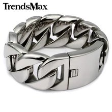 Trendsmax 24/31mm Ancho Mens Boys Curb Pulsera de Cadena Pesada de Acero Inoxidable 316L Del Motorista Joyería Al Por Mayor Cadena HBM24