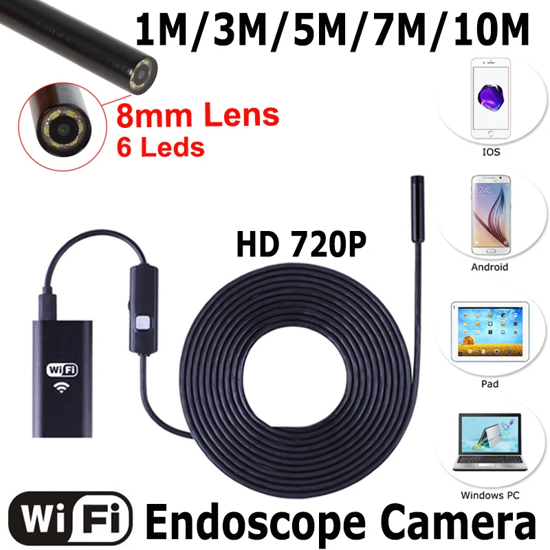 imágenes para USB Endoscopio Con Caja WIFI HD 720 P cámara de Inspección de Serpiente 6LED 8mm Lente de 2MP 1/3/5/7/10 M Para Android iPhone Wireless Endoscopio imágenes para USB Endoscopio Con Caja WIFI HD 720 P cámara de Inspección de Serpiente 6LED 8mm Lente de 2MP 1/3/5/7/10 M Para Android iPhone Wireless Endoscopio