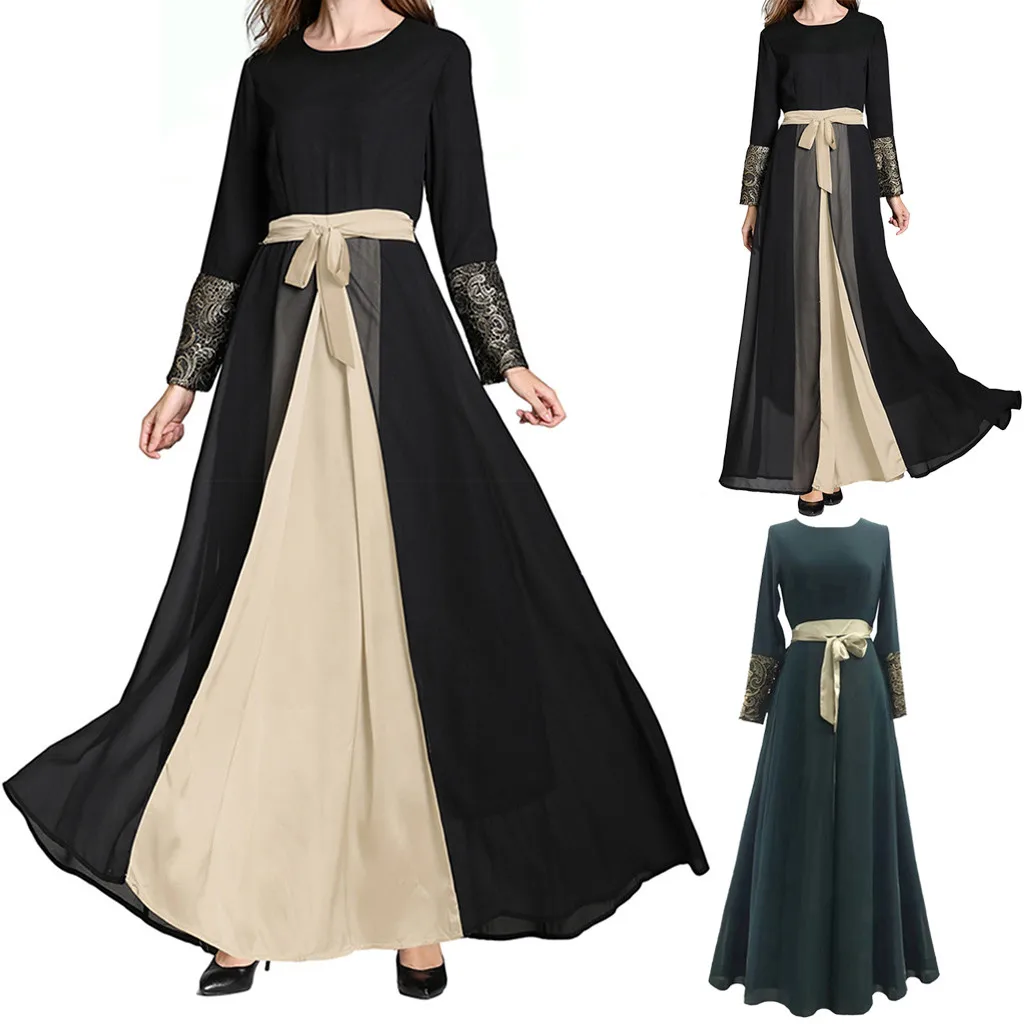 PlusSize Vestidos 2019 абаи Бангладеш стиль мусульманский стиль; Ближний Восток Макси платье трубы с длинным рукавом длинное Платье Халаты Туника