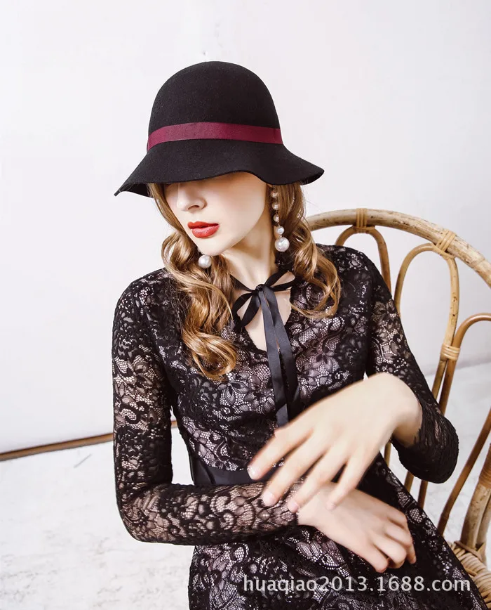 FIA Новый 100% шерсть Винтаж женские Симпатичные Модные шерстяные Fedora Hat Cap Зима