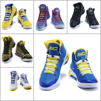 blue and yellow stephen curry shoes