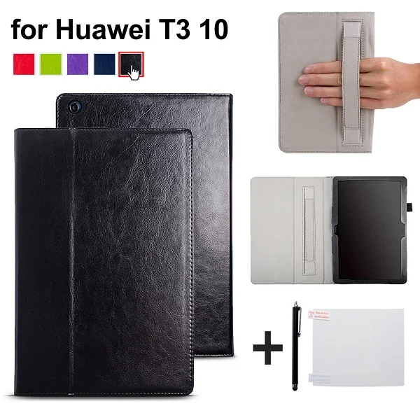 Чехол для huawei MediaPad T3 10 AGS-L09 AGS-L03 9,6 дюймов чехол для планшета pu кожаный чехол для Honor Play Pad 2 9,6 - Цвет: HWT310 FMST BK