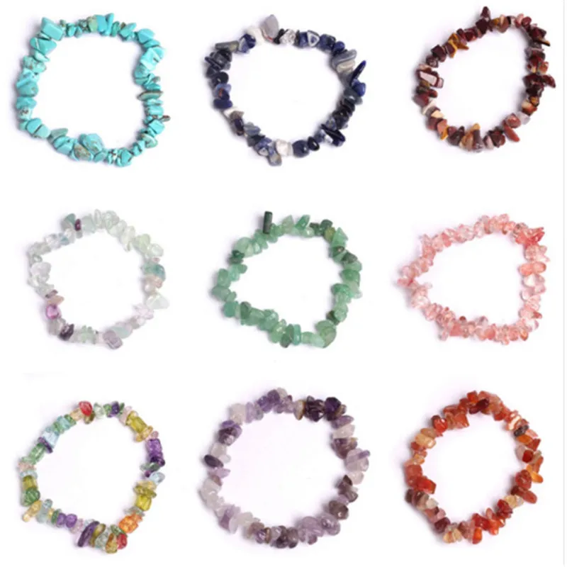 

Bead Bracelet Men Healing Natural Stone Crystals Chips Tourmaline Strand Beads Bracelets For Women Fashion Jewelry